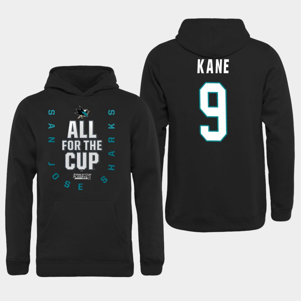 Men NHL Adidas San Jose Sharks 9 Kane black hoodie